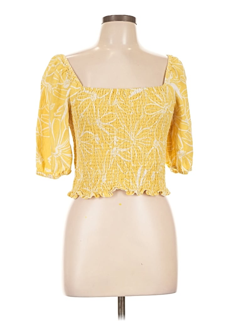 Pre-owned Universal Thread 3/4 Sleeve Blouse In Yellow