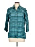 Chico's Design 100% Silk Stripes Teal 3/4 Sleeve Silk Top Size Lg (2) - photo 1
