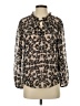 Rebecca Taylor Animal Print Brown Long Sleeve Blouse Size 4 - photo 1