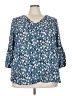Collective Concepts 100% Polyester Blue 3/4 Sleeve Blouse Size 3X - photo 1
