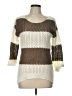 Pink Rose Color Block Brown Pullover Sweater Size L - photo 1