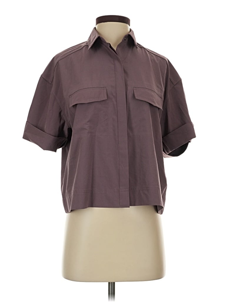 Pre-owned Athleta Short Sleeve Blouse In Brown