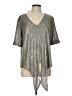 Kim & Cami Metallic Silver 3/4 Sleeve Blouse Size L - photo 1