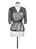 Rebecca Minkoff Metallic Silver 3/4 Sleeve Blouse Size M - photo 1
