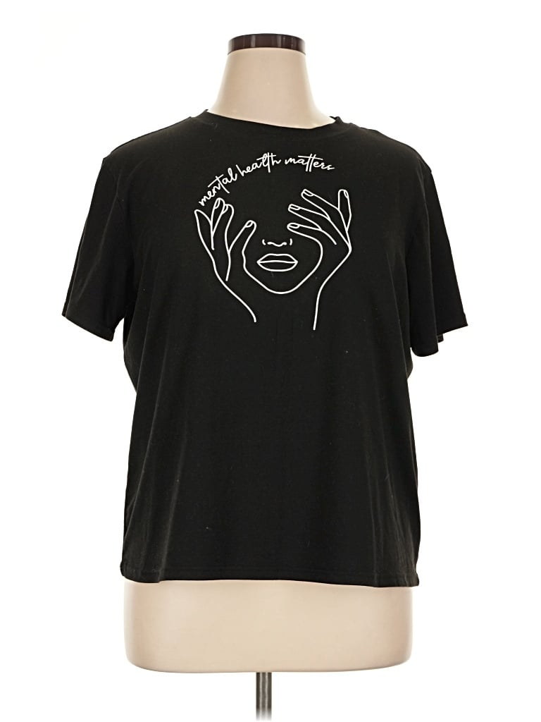 Pre-owned Shein Curve Short Sleeve T-shirt In Black