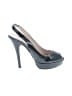 Prada 100% Patent Leather Blue Black Heels Size EU 38 - photo 1