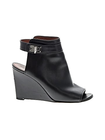 Givenchy Leather Shark Lock Peep Toe Wedge Booties (view 1)