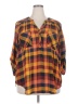 Torrid 100% Polyester Plaid Orange 3/4 Sleeve Blouse Size 3X Plus (3) - photo 1