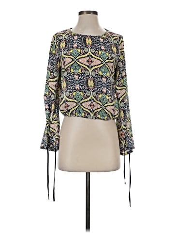 Aqua Long Sleeve Blouse (view 1)