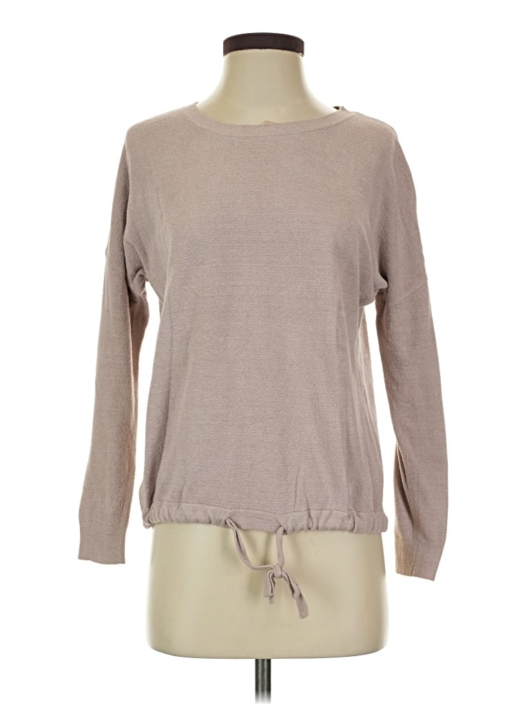 Pre-owned Barefoot Dreams Cozychic Lite Long Sleeve T-shirt In Tan