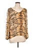 Everly 100% Polyester Gold Long Sleeve Blouse Size L - photo 1
