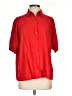 Max Studio 100% Cotton Solid Red Short Sleeve Blouse Size S - photo 1