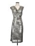 Connected Apparel Metallic Silver Cocktail Dress Size 4 - photo 1