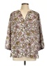 NYDJ 100% Recycled Polyester Brown 3/4 Sleeve Blouse Size L - photo 1