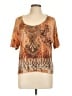 DressBarn 100% Polyester Orange Short Sleeve Blouse Size L (petite) - photo 1