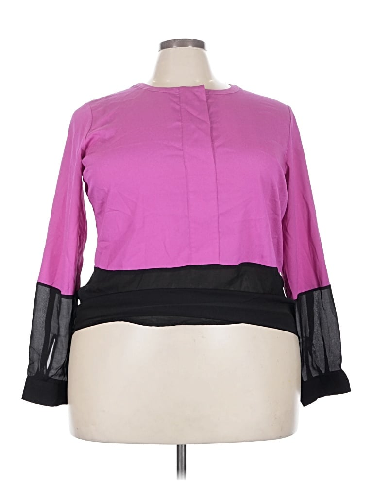 Pre-owned Eloquii Long Sleeve Blouse In Purple