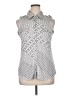 BCBGMAXAZRIA Polka Dots Silver Sleeveless Button-Down Shirt Size XL - photo 1