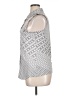 BCBGMAXAZRIA Polka Dots Silver Sleeveless Button-Down Shirt Size XL - photo 5