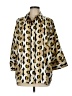 Zara Animal Print Gold 3/4 Sleeve Button-Down Shirt Size M - photo 1