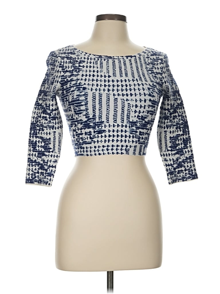 Pre-owned Bcbgmaxazria 3/4 Sleeve T-shirt In Blue
