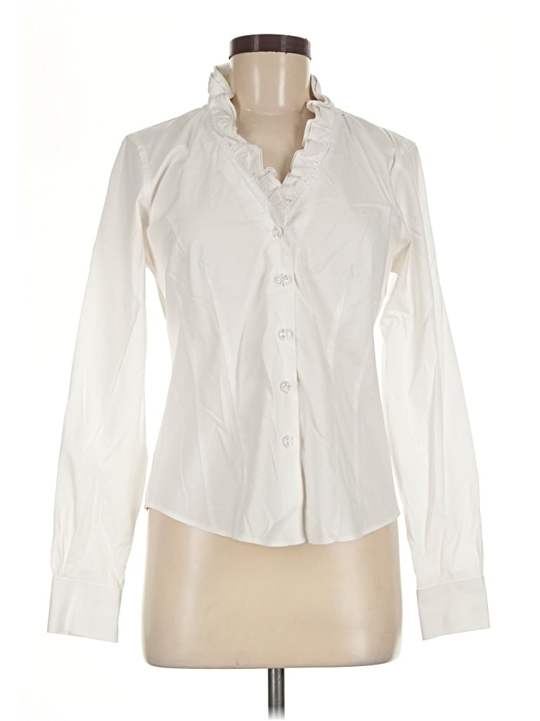 Pre-owned Brooks Brothers 346 Long Sleeve Blouse In Ivory