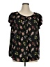 Papermoon Floral Black Short Sleeve Blouse Size 1X - photo 1