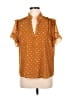 Point Sur 100% Polyester Brown Short Sleeve Blouse Size M - photo 1