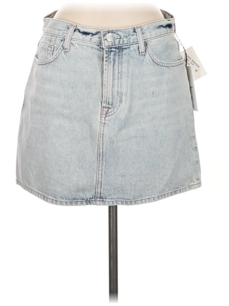 7 For All Mankind Denim Skirt In Blue