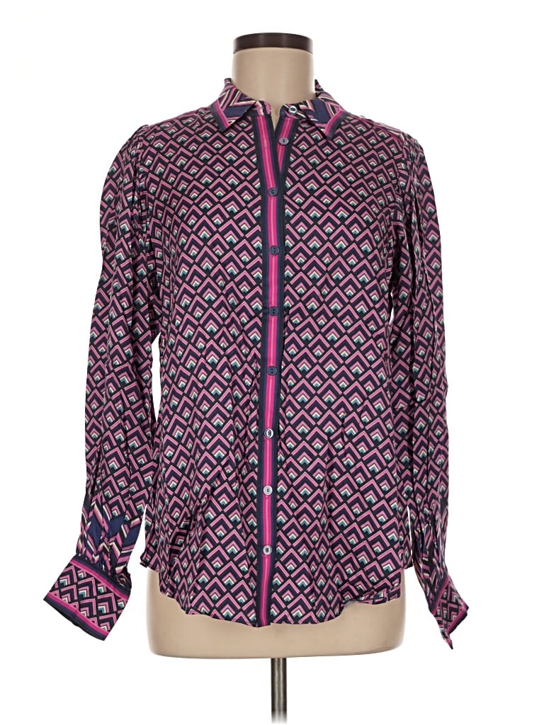 Pre-owned Hale Bob Long Sleeve Blouse In Purple