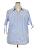 Talbots 100% Cotton Blue 3/4 Sleeve Button-Down Shirt Size 2X - photo 1