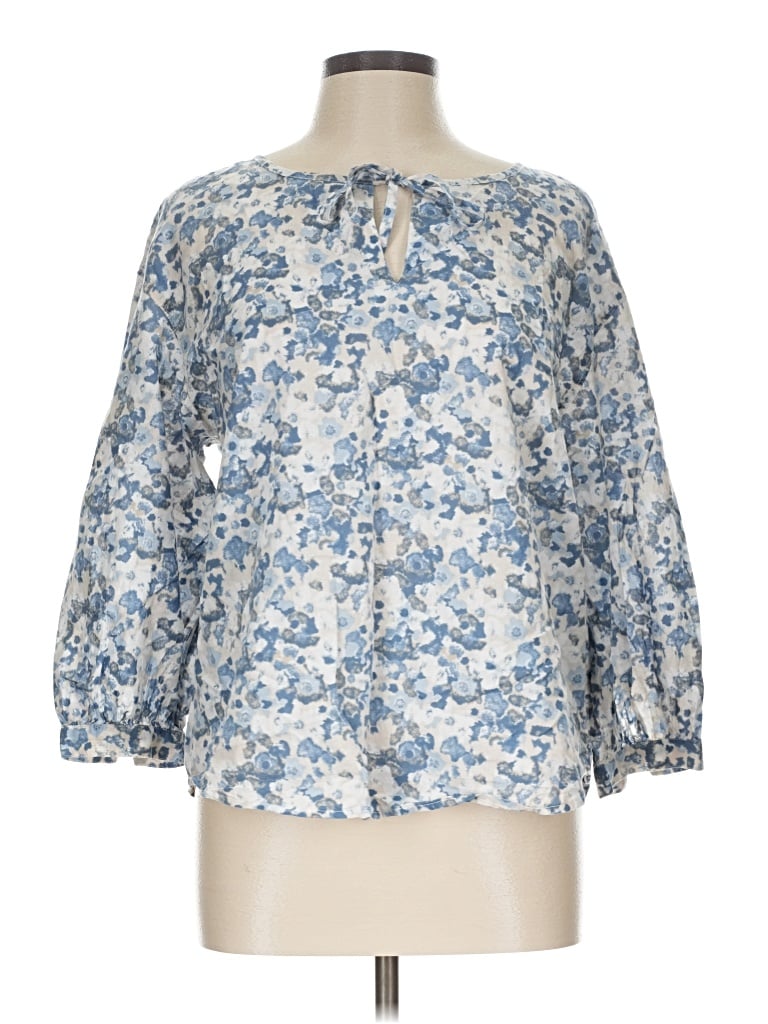 Pre-owned Caslon 3/4 Sleeve Blouse In Blue