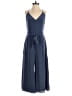 Lavender Brown 100% Silk Solid Blue Jumpsuit Size S - photo 1