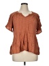 Umgee 100% Cotton Brown Short Sleeve Blouse Size XL - photo 1