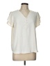 Ann Taylor LOFT 100% Polyester Ivory Short Sleeve Blouse Size Lg Petite - photo 1