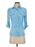 J. McLaughlin Print Blue 3/4 Sleeve Button-Down Shirt Size XS - photo 1