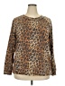 Caslon Animal Print Brown Long Sleeve T-Shirt Size XXL - photo 1