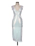 Boohoo 100% Polyester Metallic Silver Cocktail Dress Size 8 - photo 1