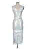 Boohoo 100% Polyester Metallic Silver Cocktail Dress Size 8 - photo 2