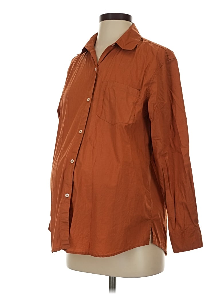 Pre-owned Hatch Long Sleeve Button Down Shirt In Brown