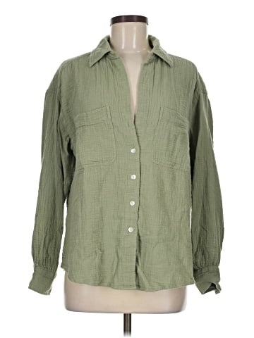 Topshop Long Sleeve Button-Down Shirt (view 1)