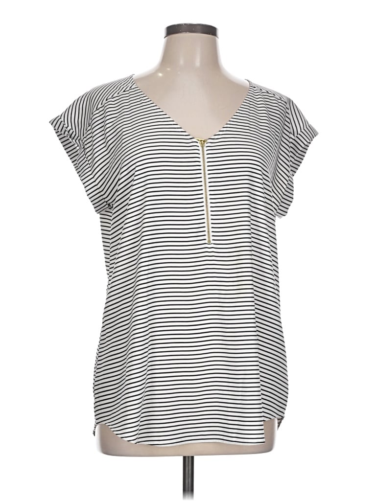 Pre-owned Express Short Sleeve Top Gray Scoop Neck Tops
