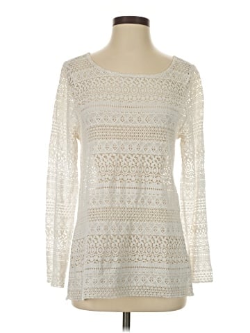 Gray Saks Fifth Avenue Long Sleeve Top (view 1)