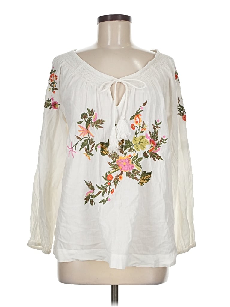 Pre-owned Soft Surroundings Long Sleeve Blouse In Ivory
