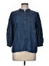 J. McLaughlin Blue 3/4 Sleeve Button-Down Shirt Size M - photo 1