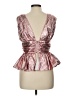 On Twelfth 100% Polyester Metallic Pink Sleeveless Blouse Size L - photo 2