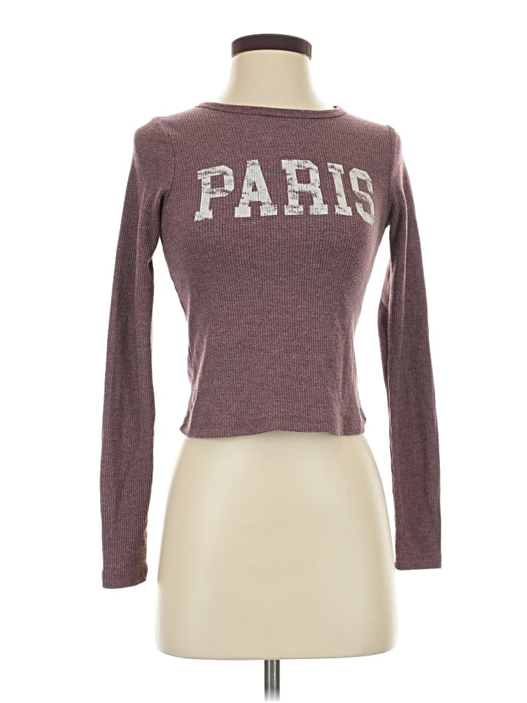 Pre-owned Pink Republic Long Sleeve T-shirt In Burgundy