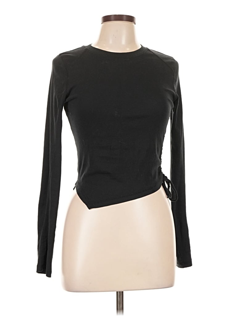 Pre-owned Kimchi Blue Long Sleeve Top Black Keyhole Neckline Tops