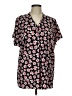 CAbi 100% Polyester Floral Black Short Sleeve Blouse Size L - photo 1