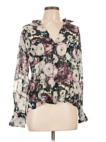 BCBGMAXAZRIA Long Sleeve Silk Top (view 1)