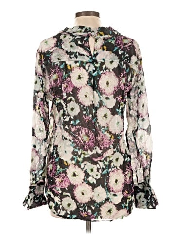 BCBGMAXAZRIA Long Sleeve Silk Top (view 2)